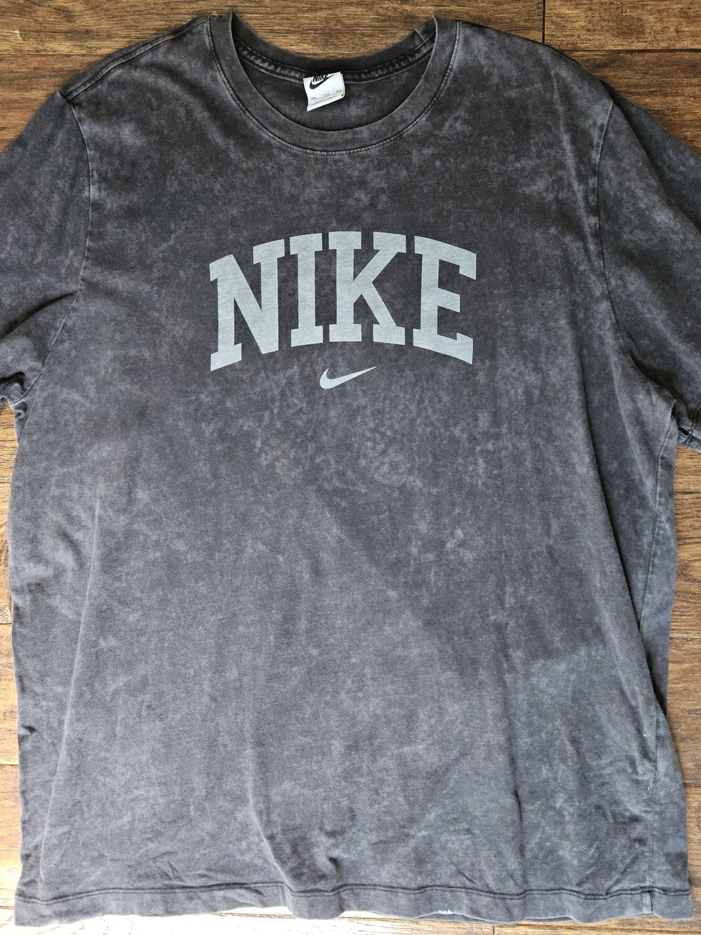 Nike Long Sleeve Washed Black Crew with Pale Gray Logo
